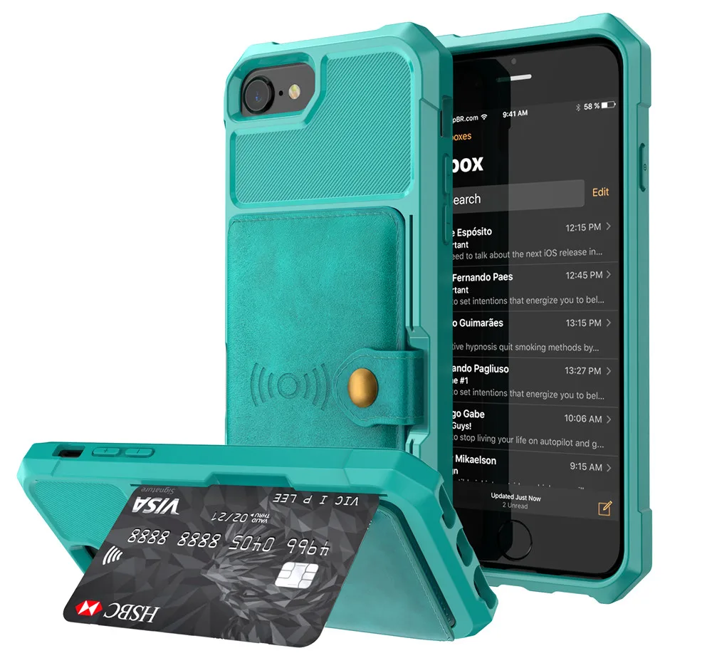 Противоударный чехол для Iphone 8, 7, 6, 6s Plus, кожаный кошелек, кредитный держатель для карт, подставка, силиконовый защитный чехол для Iphone Xs Max Xr