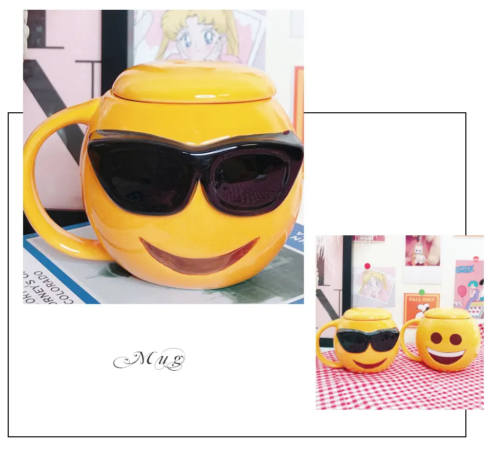 Creative Ceramic Mug With Lid Coffee Mug Travel Tea Cups And Mugs Ceramic Porcelain Expression CuteMorningTeaMilk Mug For Kid (5)