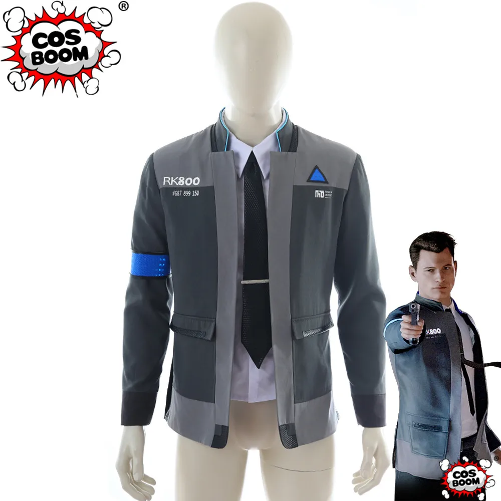 Become Human RK800 Connor Outfit Cosplay Mens Jacket Coat Suit Costume Detroit
