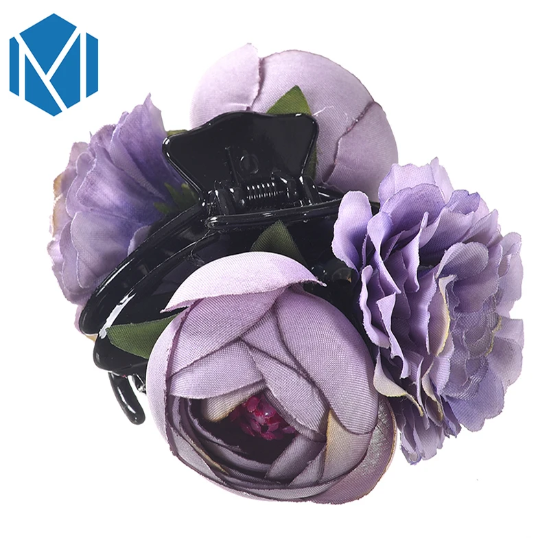 

C Bohemia Bridal Hair Clips Hair Claw Simulation Flower Bouquet Hairpins Barrette DIY Peony Headwear Women Rose Hair Accessories
