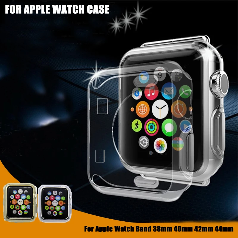 

Semi-coverd Transparent Frame Case TPU Protector Cover For Apple Watch case 44/40mm Compatible for iwatch series 4/3/2/1 42/38mm