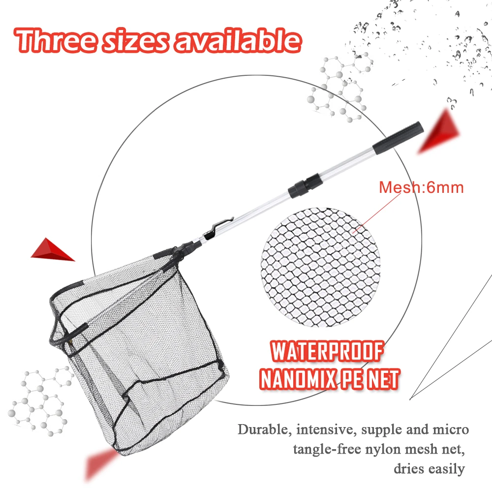 Портативный треугольный рыболовный сачок, рыболовная нано-сеть, складная рыболовная сеть с телескопической алюминиевой удочкой, Рыболовный аксессуар
