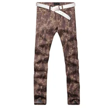 2017 new fashion straight leg jeans long men male printed denim pants cool cotton designer good