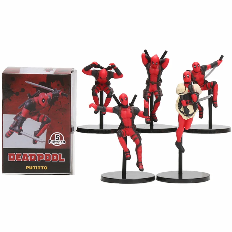 

5pcs/set anime Marvel deadpool action figures superhero figurines Mini Doll Decoration kids toys for boys children model gift