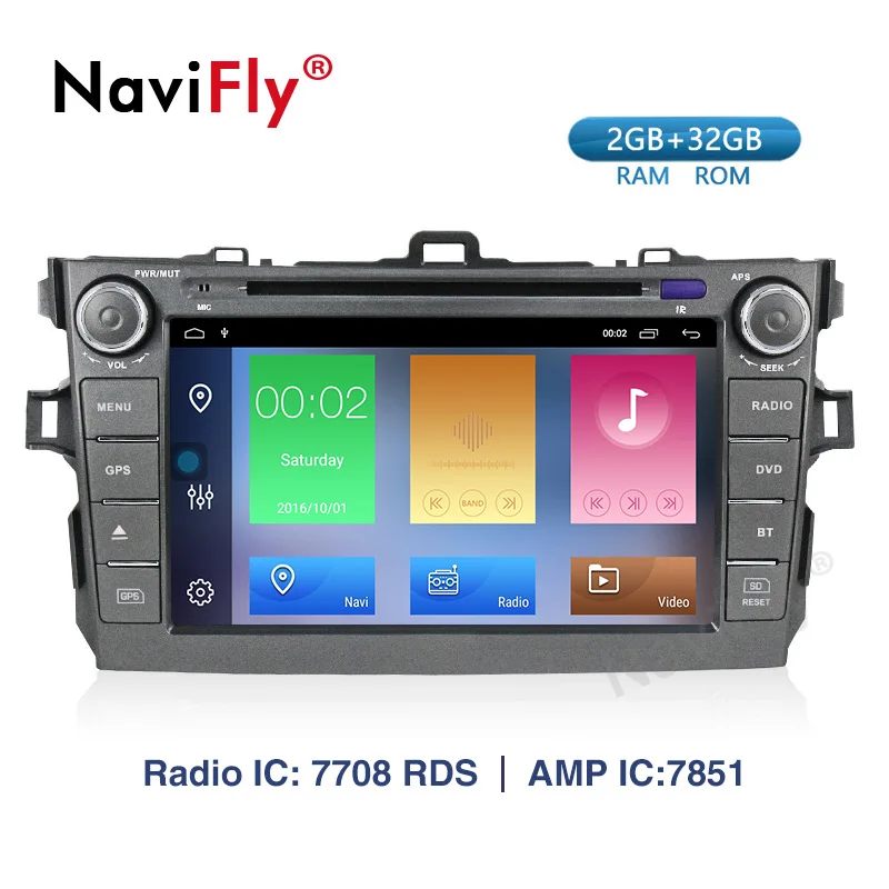 Perfect Navifly android9.1 car dvd gps navigation for Toyota corolla 2007 2008 2009 2010 2011 car dvd radio gps stereo 1