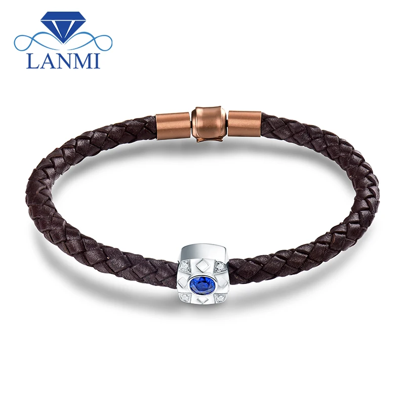 Lanmi Solid 18kt White Gold Natural Blue Shire Men S Bracelet Lanmi Solid 18kt White Gold Natural
