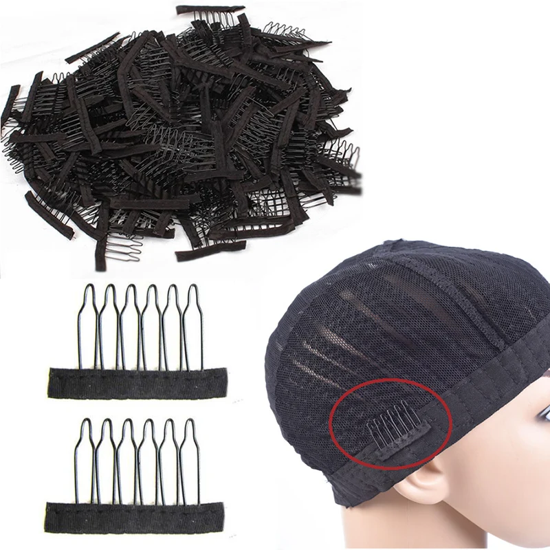 10PCS 6 Teeth Stainless Steel Wig Combs Clips Wig Caps Clips For Hair