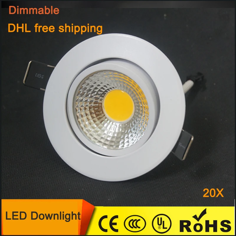 

20x DHL Free shipping Dimmable 6W 9W 12W COB Led Ceiling DownlightS 110 220V Led Downlight Warm/cool White CE&ROHS SAA