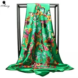 O Чжуан модный шарф Роскошные для женщин бренд Шелковый Женские платки фуляр Soie хиджаб большой платок для дам 90*90 см квадратная голова шарфы