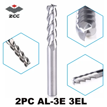 

2pcs/lot ZCCCT AL-3E AL-3EL solid tungsten carbide end mill 3 flute square head milling cutter aluminum cutter profile cutter