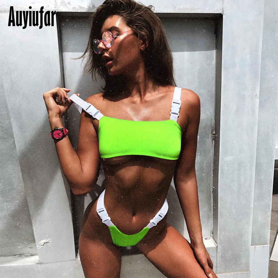 

Auyiufar Neon Two Pieces Set Women Sleeveless Buckle Tanks & Thong Sets Summer Clothes for Women Harajuku Pink 2 Pieces Sets