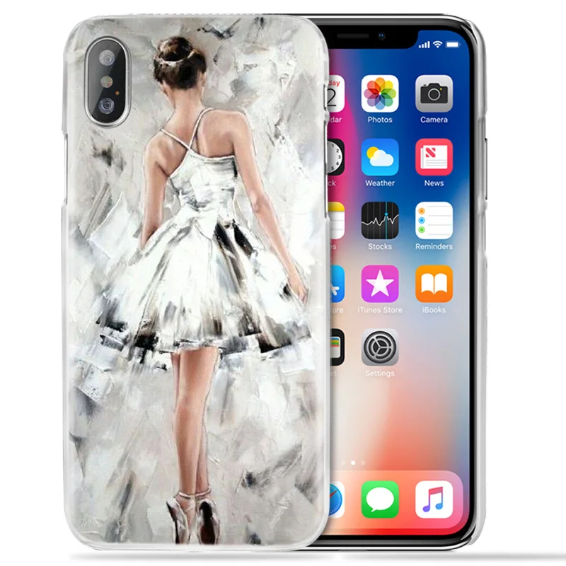 Чехол для танцевальной обуви для девочек-балерин для iPhone XS Max XR X 10 7S 8 6 6S Plus 5S SE 5 4S 4 5C Прозрачный жесткий чехол для телефона из поликарбоната