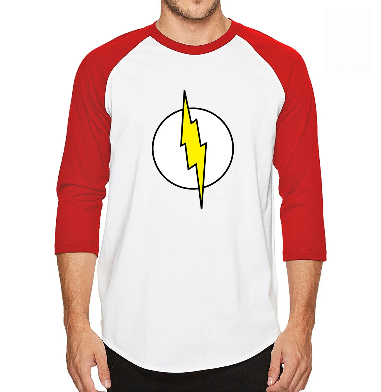 The Big Bang Theory Sheldon Cooper the flash Three Quarter Sleeve T Shirt Men 100 Cotton High The Big Bang Theory Sheldon Cooper the flash Three Quarter Sleeve T Shirt Men 100 Cotton High