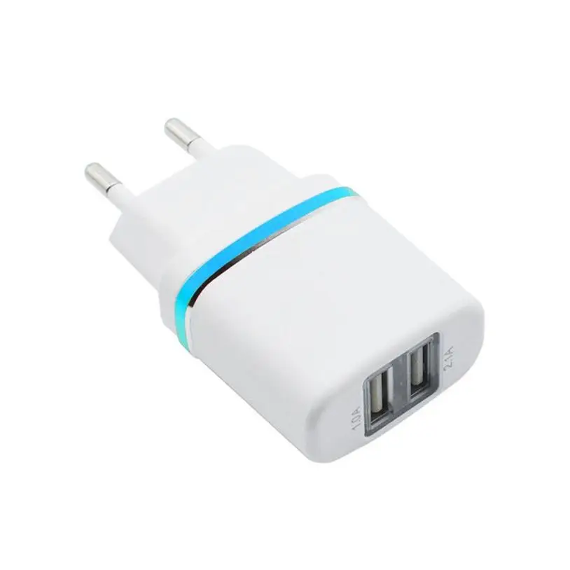 CARPRIE Новое 2 usb порта зарядное устройство для iPhone для Samung свет светодиодный вилка Европа/США 5V2. 1A настенный адаптер дропшиппинг Aug 6 - Цвет: Sky Blue