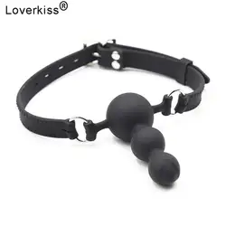 Loverkiss кремния кляп в форме шарика садо секс игровой фаллоимитатор женщина Masturbator анальную пробку большой эротическая маска с кляпом