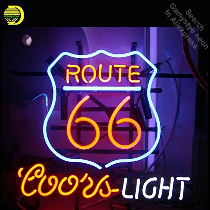 Route 66 Coors Light Neon Sign neon bulb Sign Glass Tube Custom BRAND LOGO neon light Recreation Outdoor Iconic Sign arcade lamp