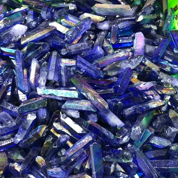 

200g Angel Aura Quartz Blue Titanium Bismuth Coated Crystal Wand Point Healing Crystal Rock Specimen