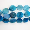 Aprox 15 Uds hebra, azul vetas de dragón ágatas placa rodaja cuentas para brazalete dijes joyería, perforadas de en medio ► Foto 2/2