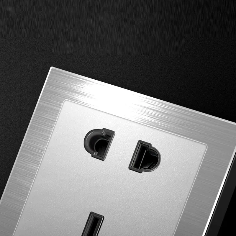 86 type 1 2 3 4 gang 1 2way Silver aluminum alloy panel Switch socket LED Northern Europe Industry German UK French light socket