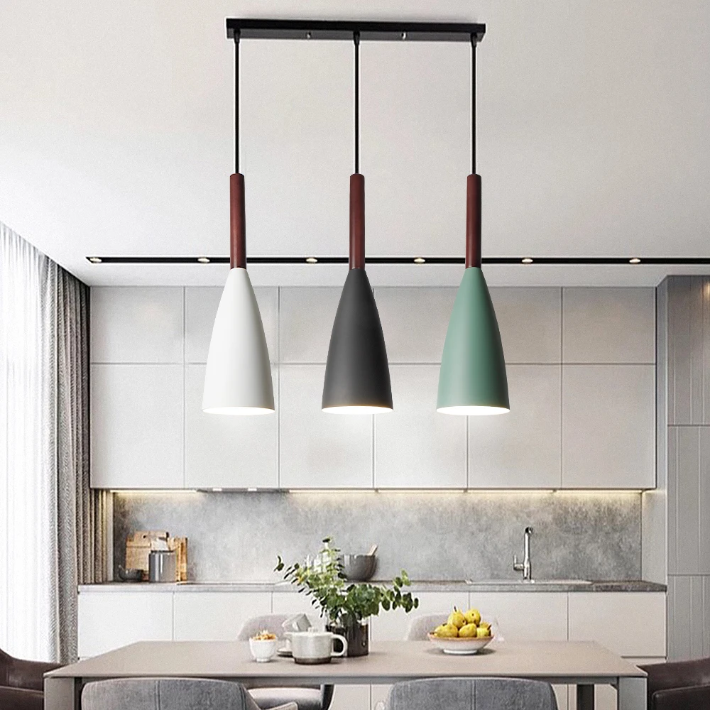 Beste Moderne Hanglamp Nordic Hanglamp voor Eetkamer Restaurant Slaapkamer Loft Opknoping Lamp kleurrijke Gratis match Aluminium E27