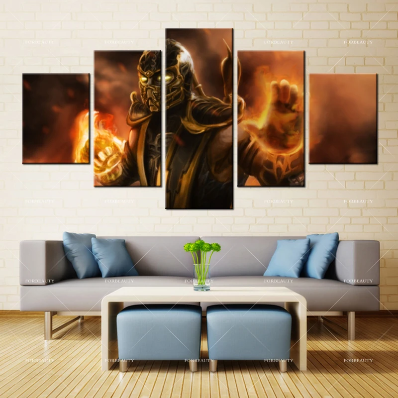 Forbeauty холст для живописи стены искусства Mortal Kombat Скорпион ниндзя Спрей Печать