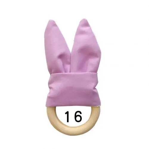 Деревянное кольцо детский кролик грызунок в форме уха Прорезыватель игрушка безопасный успокаивающий жевательный Душ подарок - Цвет: 16