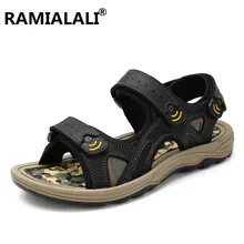 Брендовая мужская обувь из натуральной кожи; новые летние пляжные мужские сандалии; мужские кожаные сандалии; модные сандалии; шлепанцы