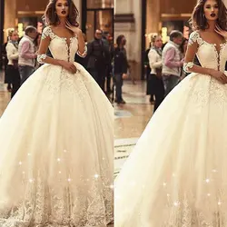 Арабские подвенечные платья 2019 кружево аппликации бисер блёстки Кристалл Свадебные Платья Vestidos de Noiva