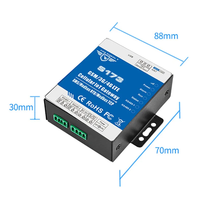 Шлюз Modbus с двумя sim-картами для промышленной автоматизации экологический удаленный мониторинг и управление через Облачное приложение 3g сеть S173