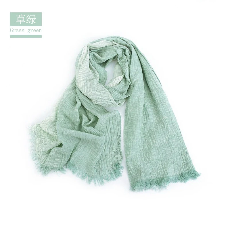 mens blanket scarf Unisex Men Women Ombre Shawl Spring Summer Cotton Blend Gradient Scarves Hijab Casual Male Scarves Crinkle Global Scarf YG367 mens linen scarf