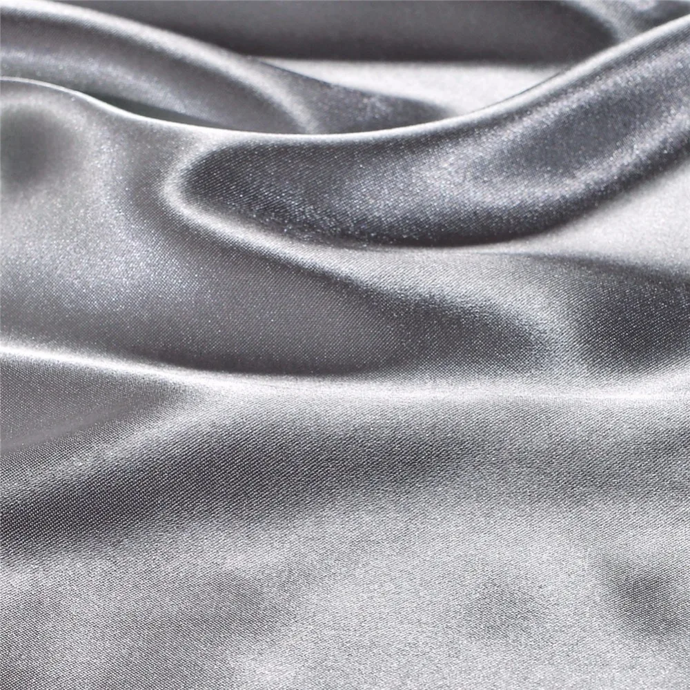 Сплошной цвет сатин искусственный шелк серый комплект постельного белья пододеяльник набор США Твин Королева Король Великобритания одиночный двойной король шелковистая простыня 2/3/шт