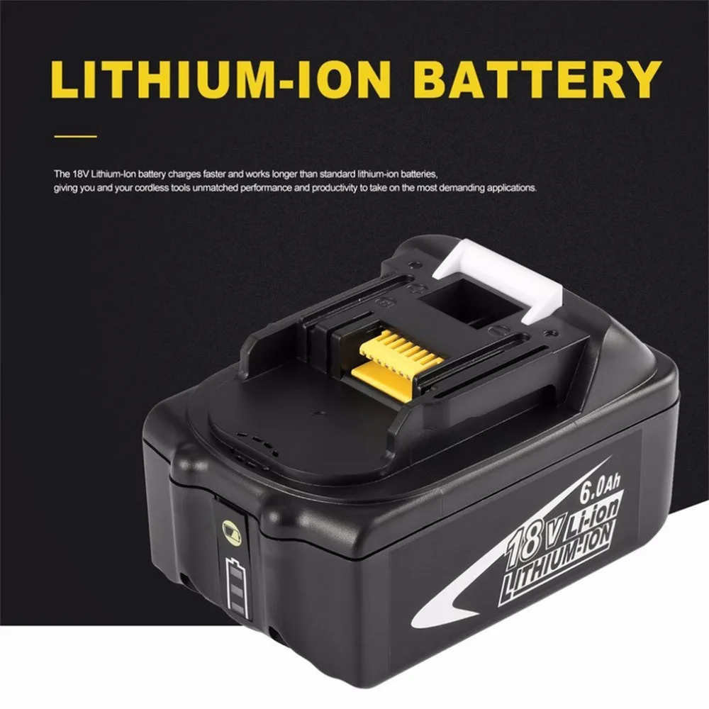 

Black Portable 18V 6AH 5000mAh Li-Ion Battery Replacement Power Electronic Tool Easy to Handle for MAKITA BL1860