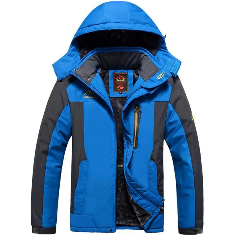 Горные мужские зимние куртки, теплые уплотненные водонепроницаемые пальто, Флисовая теплая Повседневная Верхняя одежда размера плюс 8XL 9XL SA572 - Цвет: Blue