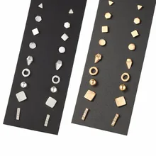 9 пар геометрический квадратный круглый бар маленькие серьги-гвоздики набор женские модные украшения для девочек Летний стиль pendientes