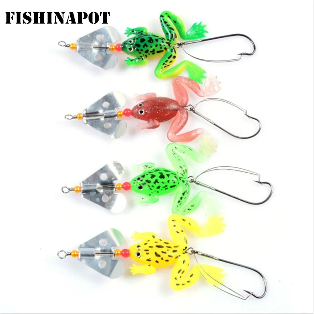 

FISHINAPOT 1PCS Rubber Frog Soft Bait 90mm 6.2g Fishing Lures 4 Colors Wobblers Bass Pike CrankBait Fishing Tackle YA21