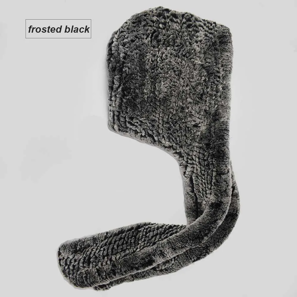 knit rex fur scarf frosted