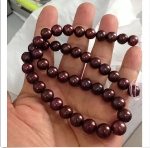 

Free Shipping >>>>>south sea perfect roundAAA 9-10mm south sea chocolate red pearl necklace 18inch