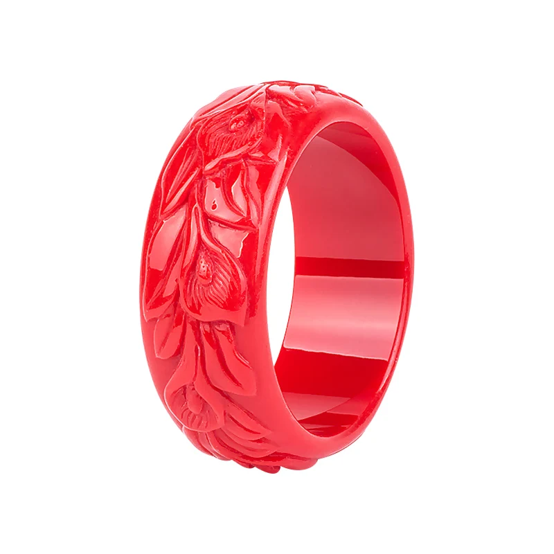 Trendy Resin Cuff Engraved Flowers Bracelets Bangles for Women Fashion Acrylic Round Bracelet Female Charm Wedding Gifts Jewelry (1)