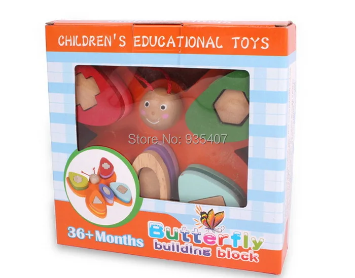

Wooden toys Children's Educational Toys Butterfly Building Blocks 36+months Free Shipping