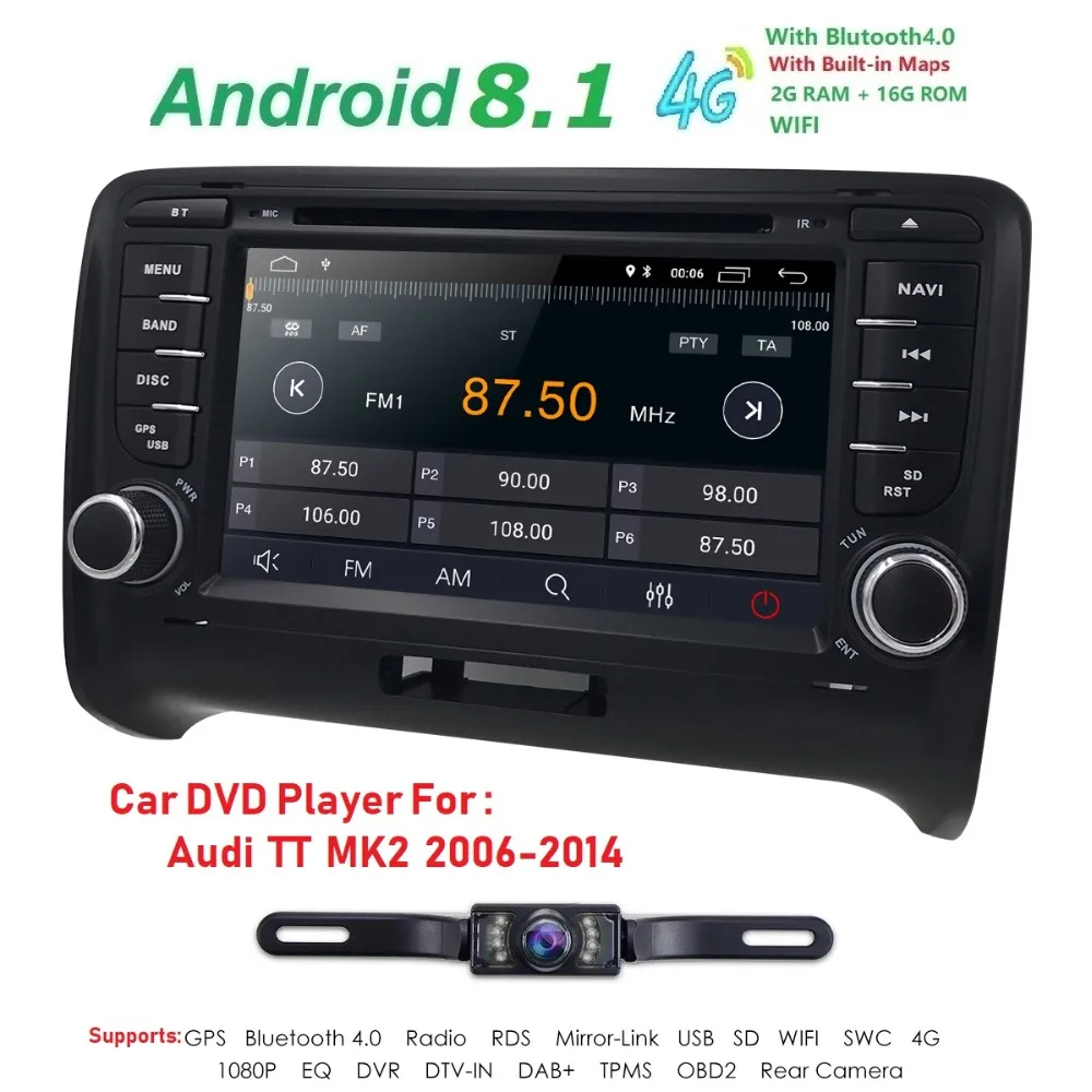 Best Android 8.1 4-Core Car Radio Stereo DVD Player GPS Navigation For AUDI TT MK2 DAB OBD2 Bluetooth Headunit +Free Rear Camera+Map 3 Best Android 8.1 4-Core Car Radio Stereo DVD Player GPS Navigation For AUDI TT MK2 DAB OBD2 Bluetooth Headunit +Free Rear Camera+Map 3
