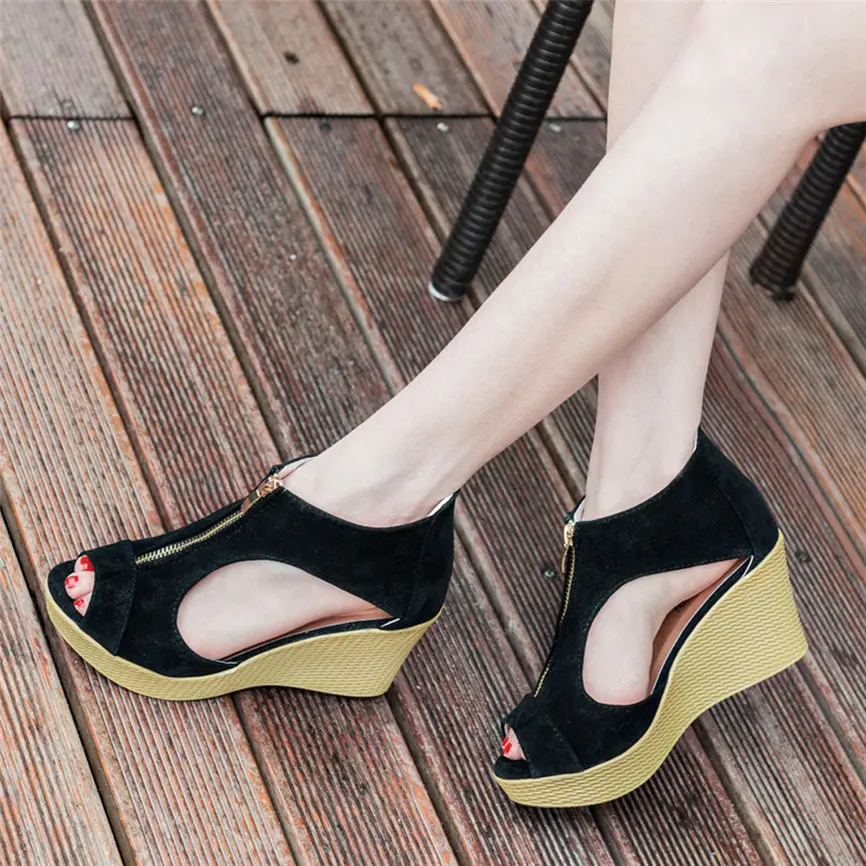 

JAYCOSIN Women Spring Summer Shoes Sandals Fashion Casual Peep Toe Platform Wedges Shoes Elegant High Heels Sandals jun4