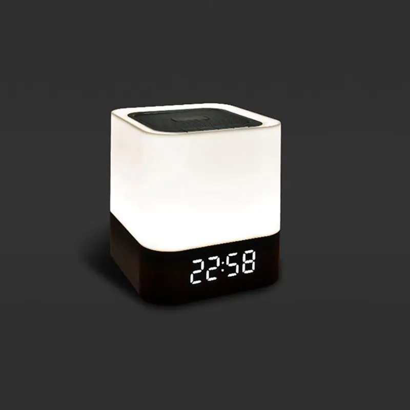 Часы Bluetooth динамик, Ночной светильник Bluetooth динамик, изменение цвета динамик, сенсорный датчик прикроватная лампа с регулируемой яркостью Теплый светильник, Nig