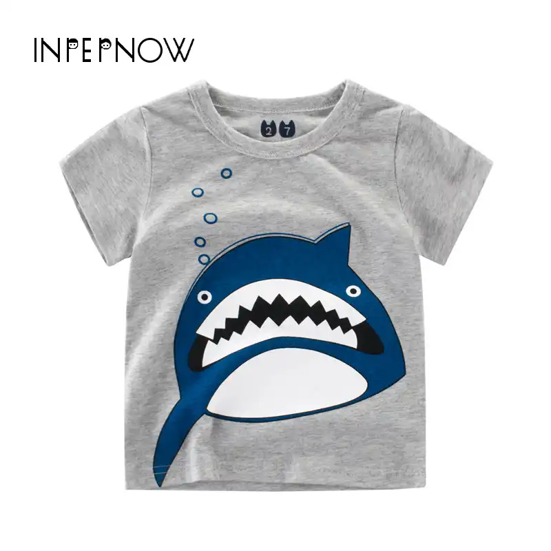 Inpepnow 夏キッズボーイズ Tシャツサメ動物プリントベビー Tシャツシャツ子供服の女の子 Dx Czx33 T Shirts Aliexpress