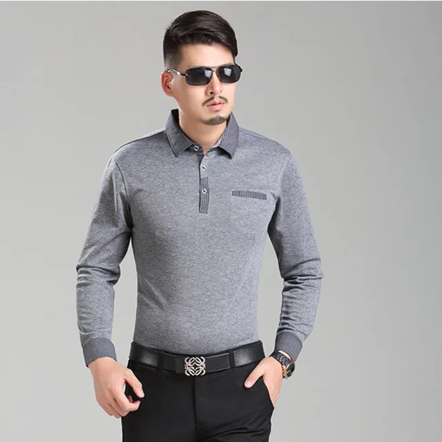 Men Polo Shirt 2017 New Winter S Long Sleeve Lapel Striped Men Polo Shirt 2017 New Winter S Long Sleeve Lapel Striped Clic Fashion Business Casual