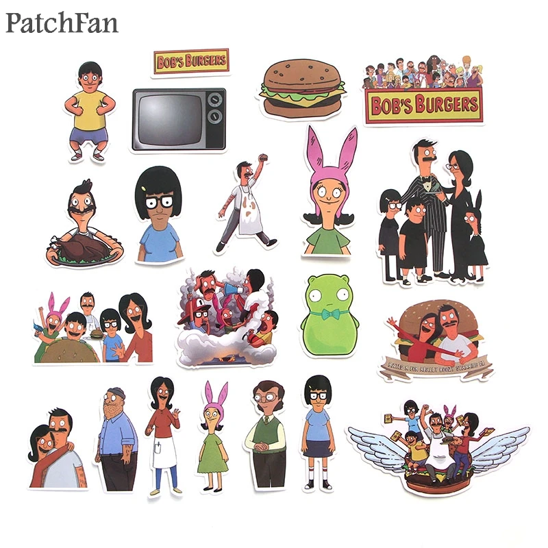 Patchfan 21 шт. Bob's burger ПВХ водонепроницаемый мультфильм наклейка для автомобиля багаж телефон ноутбук мото велосипед настенные наклейки для гитары A1234