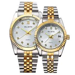 Пара часов wlisth лучший бренд Роскошные часы для мужчин для женщин кварцевые часы Авто Дата Мода повседневное любителей часы