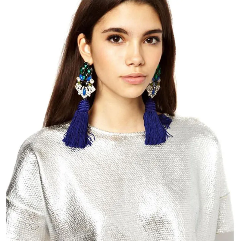 Dvacaman Brand font b Luxury b font font b Crystal b font Drop Earrings Women Long