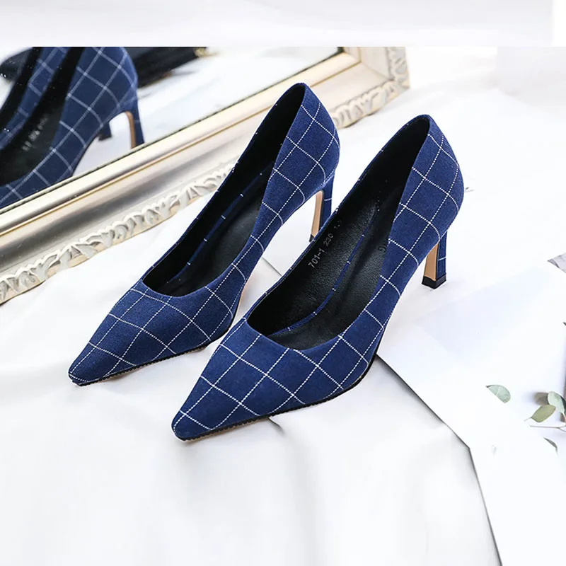 plaid womens heels
