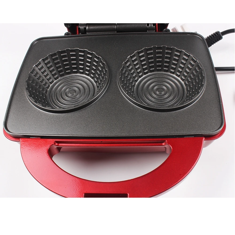  DMWD Double-sided Heating Waffle Maker DIY Waffle Bowl Machine Ice Cream Cone Machine Breakfast Cre