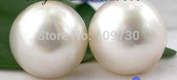 

ry00335 REAL NATURE 15MM WHITE SOUTH SEA MABE PEARL EARRING KGP